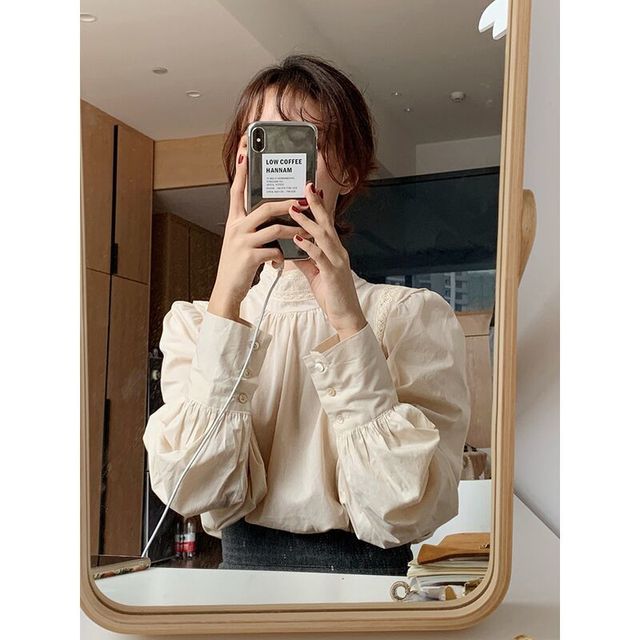 Elegant Stand Collar Korean Casual Fashion Shirt for Women