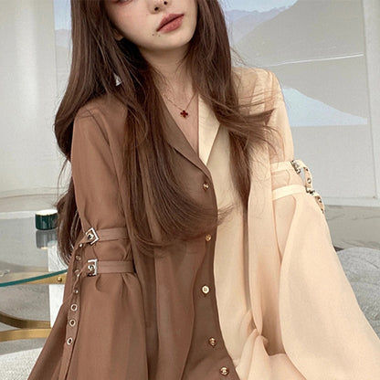Elegant Harajuku Korean Casual Aesthetic Shirt Dress