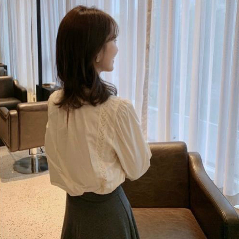 Elegant Stand Collar Korean Casual Fashion Shirt for Women